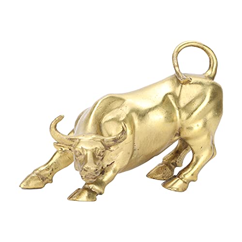 Hztyyier Stier Figur aus Messing, Feng Shui Fortune Wall Street Bull Art Decor, Golden Copper Bull Steht für Glück von Karriere und Reichtum of