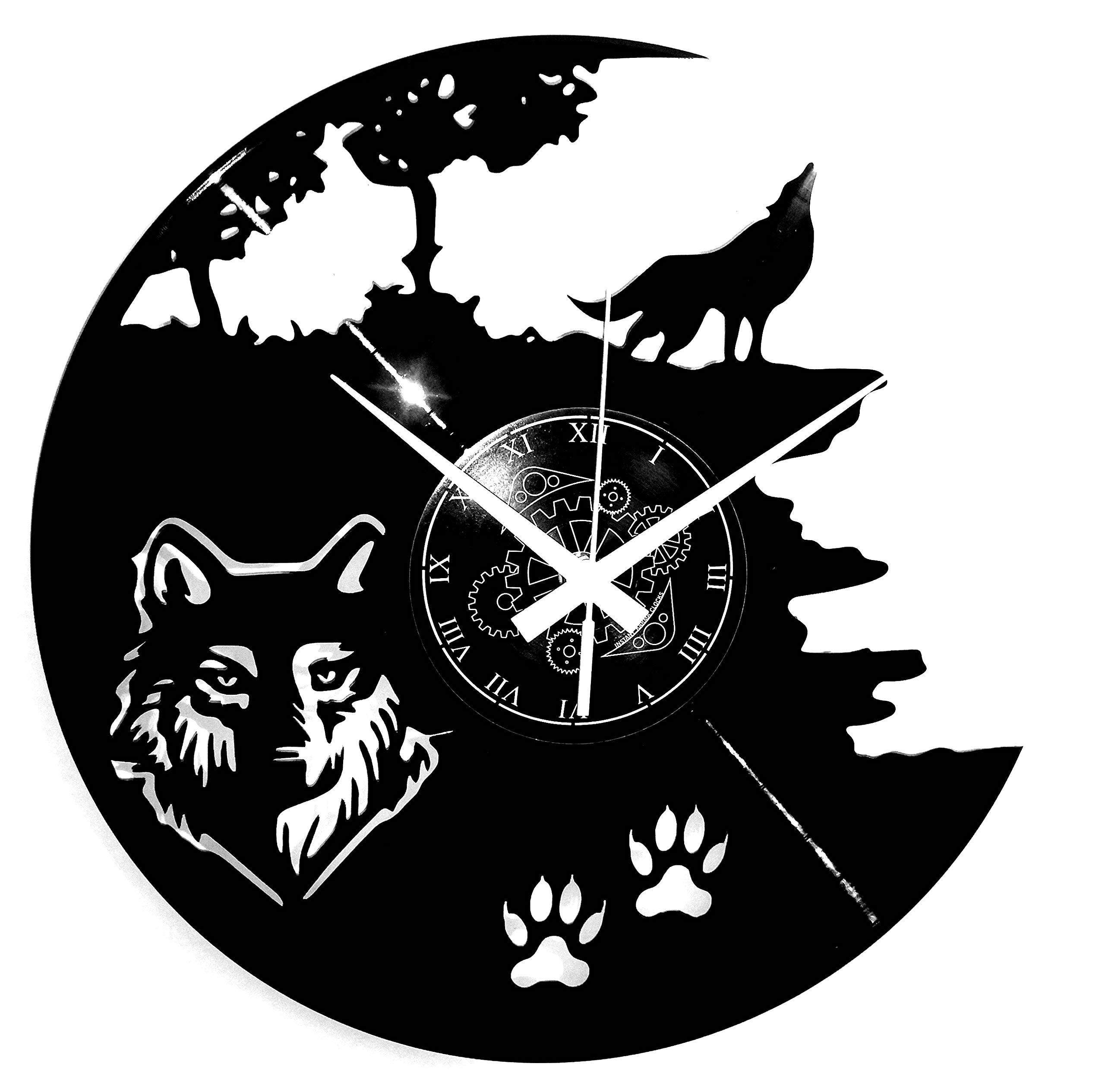 Instant Karma Clocks Wanduhr aus Vinyl für Wand Waldwolf Wolf