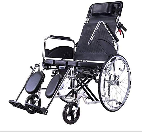 Leichter Rollstuhl Rollstuhl Handschieberollstuhl - Ultraleichte Aluminiumlegierung Klappbarer leichter Gurtsitz Toilette Multifunktions alter Wagen/Roller, verstellbarer