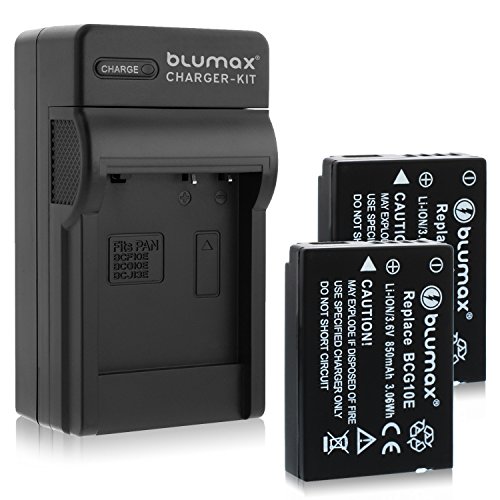 Blumax 2X ersetzt DMW-BCG10 / DMW-BCG10E 850mAh + Ladegerät BCG10-E | passend zu diversen Panasonic Kameramodellen