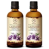 Lavendelöl set 2*100ml - Bulgarien - 100% Rein & Natürliches Ätherisches Lavendel Öl für Guten Schlaf - Beauty - Schönheit - Aromatherapie - Entspannung - Raumduft - Duftlampe - Lavendelöl Ätherisch