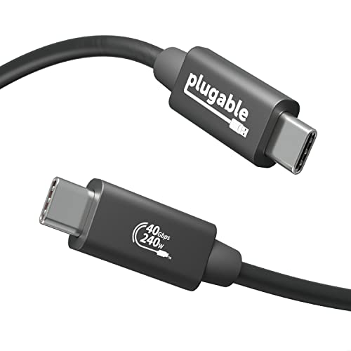 Plugable USB4-Kabel mit 240 W Ladekabel, 1 m, USB-IF zertifiziert, 1 x 8K-Display, 40 Gbit/s, kompatibel mit USB 4, Thunderbolt 4, Thunderbolt 3, USB-C