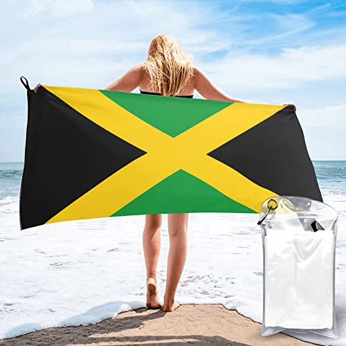 AOOEDM Flagge von Jamaika, Mikrofaser-Strandtuch, schnell trocknend, übergroße Handtücher, Decke für Reisen, Pool, Camping