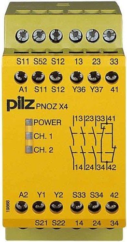 Pilz Not-Aus-Schaltgerät PNOZ X4#774730 24VDC 3n/o 1n/c PNOZ X Gerät zur Überwachung von sicherheitsgerichteten Stromkreisen 4046548010428