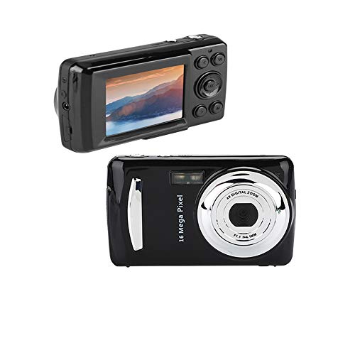 Topiky Mini Digitalkamera, 720P HD 2,4" LCD-Bildschirm 4X Digitalzoom 16MP 30fps Videokamera Camcorder Unterstützung TF-Karte für Kinder Kinder Geschenk(Schwarz)