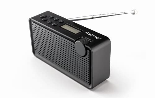 Maxxo PB01 Mini Radio DAB DAB+ und UKW-Radio USB 3,5-mm-Klinke grundig Tragbar Kofferradio eingebauter Akku LCD-Display