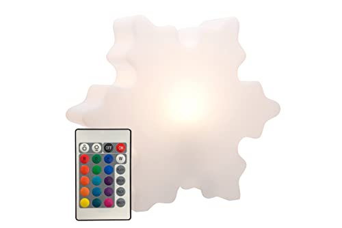 8 seasons design Shining Crystal LED Schneeflocke (Ø 40 cm, weiß) mit Farbwechsler (15 Farben), inkl. Leuchtmittel, Tischlampe, Deko Winter beleuchtet, Stimmungslicht, für innen & außen