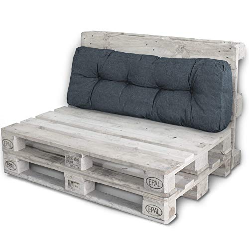 Bobo LACESTONE Palettenkissen Palettenauflagen Sitzkissen Rückenlehne Kissen Palette Polster Sofa Couch (Rückenteil, Dunkelgrau)