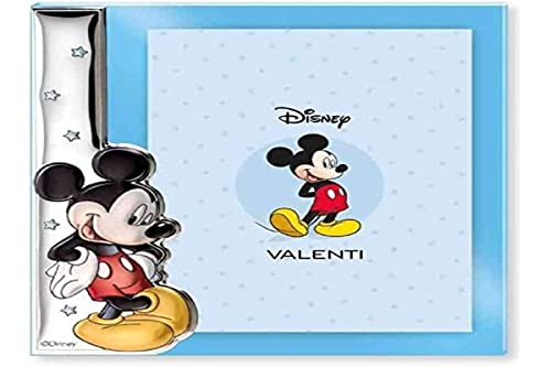 Disney Baby - Bilderrahmen zum Hinstellen - aus Silber - Micky-Maus-Design - ideal für das Baby- oder Kinderzimmer - perfekt als Geschenkidee zur Taufe oder zum Geburtstag - farbiges 3D-Motiv