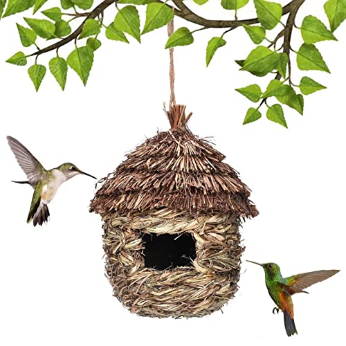 Vogelnest zum Aufhängen, natürliches Gras, Vogelhaus, charmant, dekoratives Kolibri-Haus, kreatives Vogelhaus, hängendes Strohnest