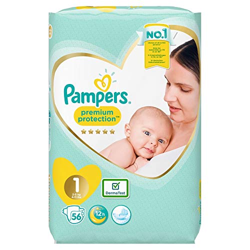 Neu Version 1 x 56 Pampers Windeln Gr. 1, 2-5 KG, New Baby, New Born, Premium Protection