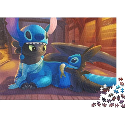 Stitch Puzzle 1000 Teile Erwachsene Lilo & Stitch Animated Characters Puzzles Für Erwachsene Lernspiel Herausforderungsspielzeug 1000-teilige Puzzles Für Erwachsene Kinder 1000pcs (75x50cm)