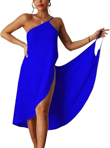 INXKED Women's Wrap Dress Cover-up, Womens Cover Ups Beach Spaghetti Strap Sarongs Beach Backless Wrap Midi Dresses (09,3XL)