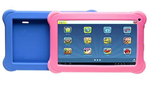 Denver Kinder-Tablet (Quadcore Prozessor, 1 GB RAM, Android 8.1 GO Edition) Schwarz mit 2 farbigen Schutzhüllen