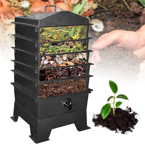Kompostierungs-Abfallbox, 5 Liter, Lebensmittelabfall-Recycling-Vorratsbehälter mit 100 l, rotierender Kompost-Kompostierung, erfordert Selbstmontage, Kunststoffgehäuse für Küche, Garten