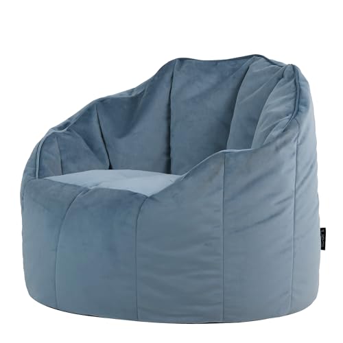 Icon Sirena Sitzsack Sessel, Hellblau, Samt, Riesen Sitzsack, Sitzsack für Erwachsene mit Füllung, Sessel Wohnzimmer, Sessel Schlafzimmer