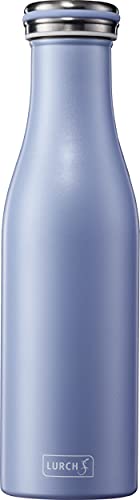 Lurch 240940 Isolierflasche / Thermoflasche für heisse und kalte Getränke aus doppelwandigem Edelstahl 0,5l, pearl blue