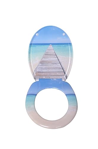 VEREG Duroplast WC-Sitz Ocean I mit Absenkautomatik für geräuschloses Schließen, ovale Form, angenehmer Sitzkomfort, max. belastbar bis 150 kg