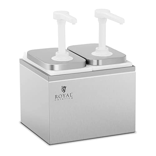 Royal Catering RCDI-4L Saucenspender Pumpstation Pumpspender Senfspender Dosierspender 2 Pumpen 2 x 2 L