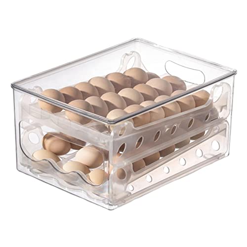 Eierbehälter, Kühlschrankaufbewahrungsbehälter, Eieraufbewahrung für den Kühlschrank, Eieraufbewahrungsbox mit automatischem Scrollen nach unten, Roll-Down-Schublade, Eierhalter mit 36 ​​Gittern