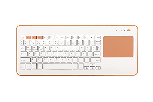 Silver HT - Kabellose Tastatur mit Touchpad für Smart TV, Smartphones, Tablets, iPhone, iPad und Spielekonsolen - Weiß + Pfirsich