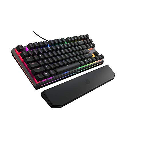 Cooler Master | MK730 Mechanische RGB Gaming-Tastatur kompakt ohne NumPad Cherry MX Red Switches mit gepolsterter Handballenauflage