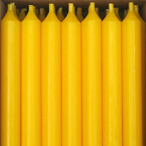 Bütic GmbH durchgefärbte Stabkerzen 110mm x Ø 13mm - Kerzen mit rückstandsfreiem Abbrand, Farbe:Gelb, Set mit:50 Stück