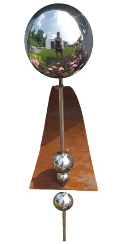 Pflanzen Kölle Beetstecker Phobos aus Edel-/Cortenstahl mit 4 Kugeln/Stab, Maße 113 x 18,5 x 18 cm