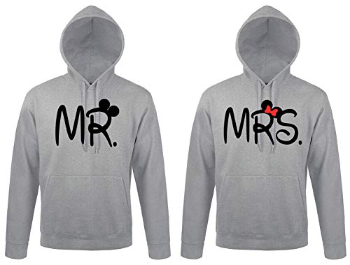 TRVPPY Partner Couple Mr. & Mrs. Mister & Misses Hoodie - Damen Pullover Grau L