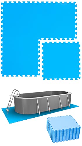 EYEPOWER 5,6 m² Poolunterlage - 24 Eva Matten 50x50 - Outdoor Pool Unterlage - Unterlegmatten Set