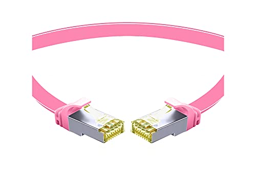 TPFNet CAT.7 hochwertiges Premium Netzwerkkabel flach mit RJ45 Anschluss | LAN Kabel | 40m | violett |Abschirmung durch U/FTP | kompatibel mit Router, Modem, Switch