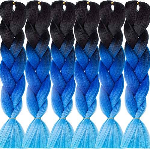 LDMY Jumbo Braiding Hair Extensions-Ombre 2 Tone Black Blue Jumbo Braids 6pcs/pack 100g/pc