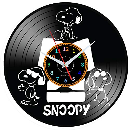 EVEVO Peanut Wanduhr Vinyl Schallplatte Retro-Uhr Handgefertigt Vintage-Geschenk Style Raum Home Dekorationen Tolles Geschenk Wanduhr