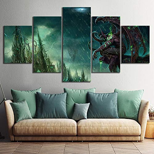 HNTHBZ Moderne Leinwand-Malerei Illidan World of Warcraft Videospiel Poster HD Bilder Leinwand-Malerei Wand-Deko for Wohnzimmer-Dekor (Color : No Framed, Size (Inch) : Size 2)