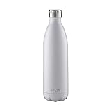 FLSK das Original OLD Trinkflasche • 1000ml • Thermoflasche • Isolierflasche • hält 18h heiß • 24h kalt (Farbe White, Grösse 1000ml)
