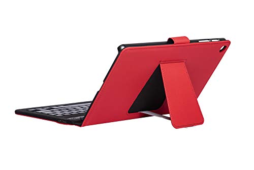 Silver HT Hülle mit Bluetooth-Tastatur (QWERTY) für Samsung Galaxy Tab A 10.1 (2019) rot mit spanischer Tastatur. Enthält den Buchstaben Ñ. Rot