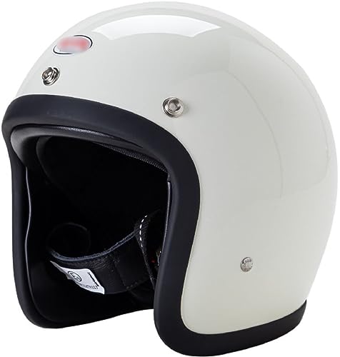 Japanischer Motorradhelm Offener Retro-Helm Mit Doppel-D-Schnalle Leichter Jet-3/4-Helm Für Erwachsene Herren Damen Moped Roller Cruiser DOT/ECE-Geprüft 5,L(59-60CM)
