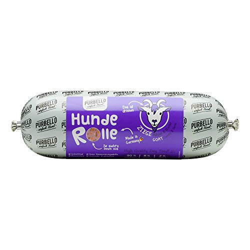 PURBELLO Hunde-Rolle Ziege mit Karotte & Kräutern - Monoprotein Hundefutter mit hohem Fleischanteil - Nassfutter für Hunde - Hundewurst schnittfest & getreidefrei - 8 x 800 g