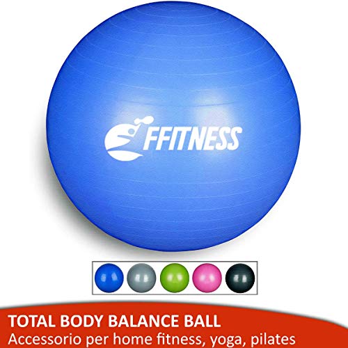 FFITNESS FSTBB65B Total Body Balance Ball für vorweihnachtliche Gymnastik, Big Gymball (55 65 75 85 95 cm) für Core Stability | Bauchmuskeltraining, Widerstand, Stärkung (blau, 65 cm)