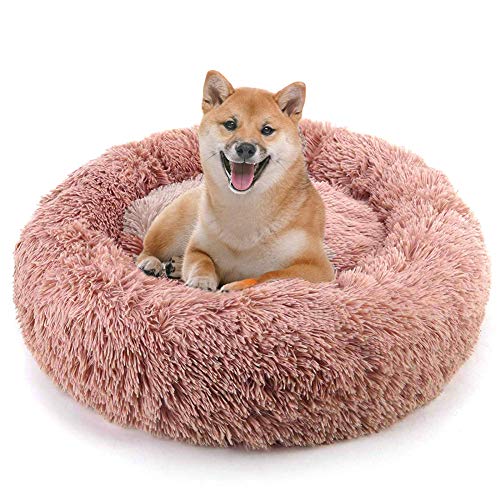 Monba Rundes Haustierbett, weiches Kissen, warmes Hundebett, Donut-Kuschelsofa, für Hunde/Katzen, Winter, tiefer Schlaf für kleine, mittelgroße und große Hunde