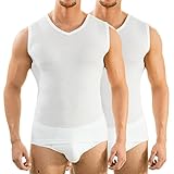 HERMKO 2 x 63050 Herren Athletic Vest by Exclusiv Funktionsunterhemd Muskelshirt mit V-Neck, Farbe:weiß, Größe:D 9 = EU 3XL