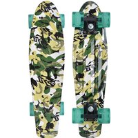 Schildkröt Unisex - Erwachsene Retro Skateboard Free Spirit, Premium Beach Board mit coolem Deckdesign, leuchtende LED Rollen, Design: Camouflage, 510781, One Size