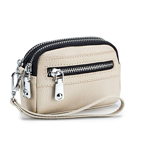 Geldbörse für Damen Mini-Tasche for Damen, doppelter Reißverschluss, multifunktionale Handtasche, Münztasche Kleine Damengeldbörse (Farbe : Milkshake White, Size : 14x4.5x9cm)