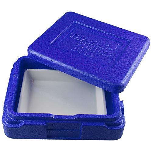 Thermo Future Box |Thermo Mini Menü Lunch Box blau|Lunchbox Set mit ungeteilter Porzellanschale und Silikondeckel rot| Menübox mit Porzellan | Expandiertes Polypropylen | 3L