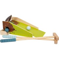 small foot Minigolf-Set Maulwurf aus Holz, mit „Schnapp“-Mechanismus, Gartenspielzeug für Kinder ab 3 Jahren, 12439, Grün