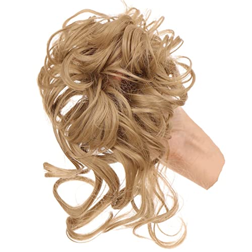 Haarteile Haarknoten Stücke lockiges gewelltes Haarknoten-Haargummi for Frauen, unordentlicher Dutt-Haarteil, synthetische, zerzauste Hochsteckfrisur-Haarknoten, Verlängerung, elastisches Haarband Brö