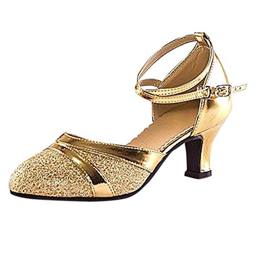 Schuhe Frauen Ballsaal Tango Latin Salsa Tanzen Pailletten Schuhe Social Dance Schuhe (39,Gold)