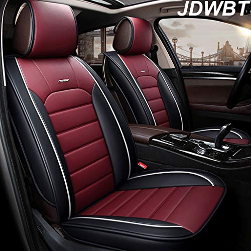 JDWBT Autositzbezüge, 5-Sitzer-Komplettsatz Universal-kompatible Airbags vorne und hinten atmungsaktiv hochwertiges Leder Comfort Protector Cushion (Farbe : Rot)