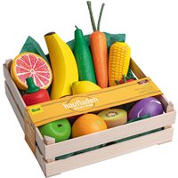 Erzi 28219 Sortiment Obst und Gemüse XL aus Holz, Kaufladenartikel für Kinder, Rollenspiele
