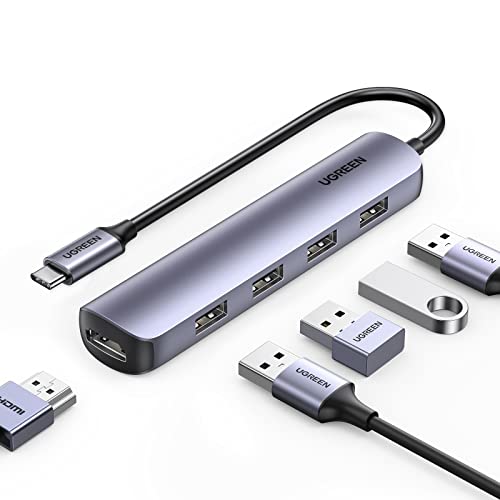 UGREEN USB C Hub USB C HDMI Adapter mit 4K HDMI und 4 USB 3.0 Ports kompatibel mit MacBook Air M1, MacBook Pro M1, Dell XPS 13, iPad Pro, Surface Pro 7, Surface Go 2 usw.